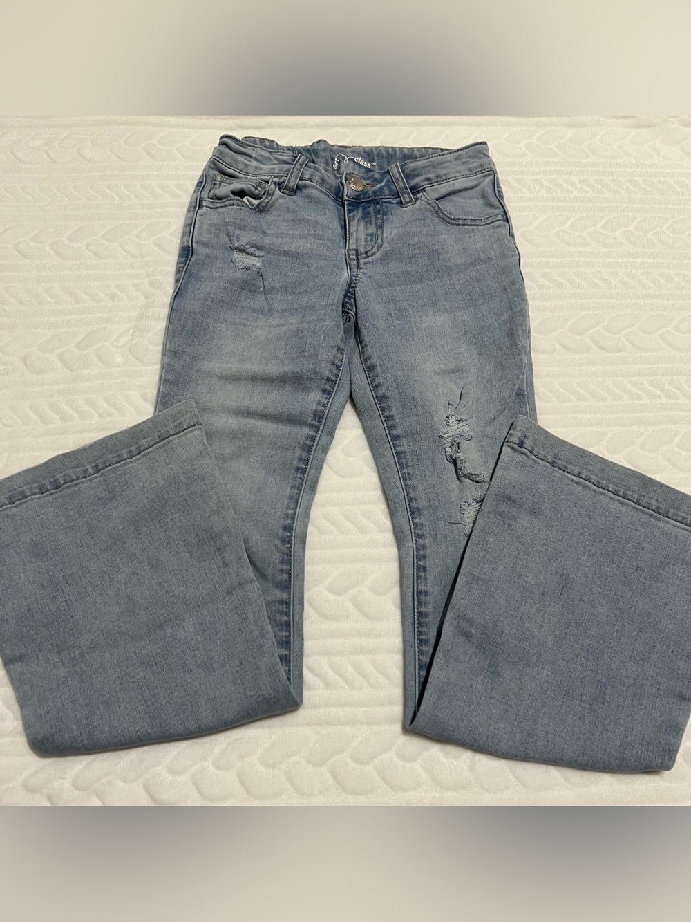 💗 Art Class - Girls Light Blue Distressed Flared Jeans